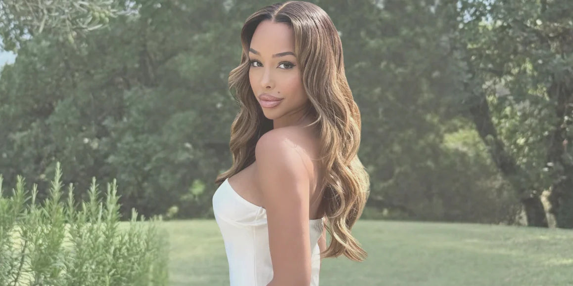 a black girl wears Hairvivi's brown colored lace front wig with natural hairline