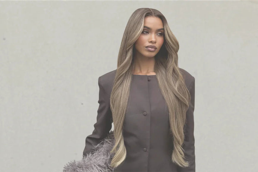 a black women wear our glueless wigs human hair with confident smile