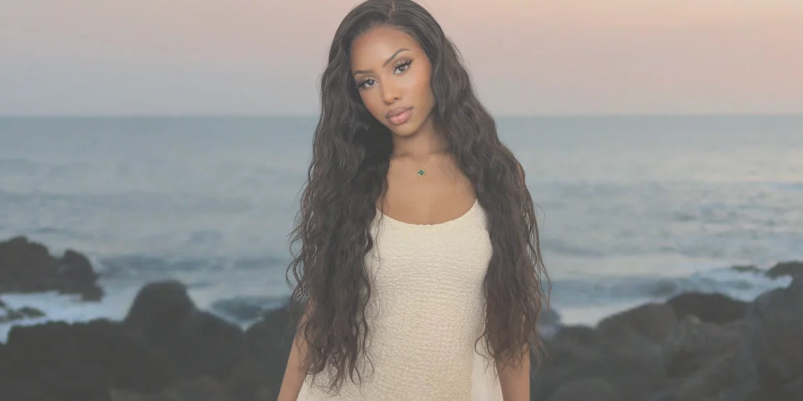 the women wear a HD lace front human hair wig with natural hairline