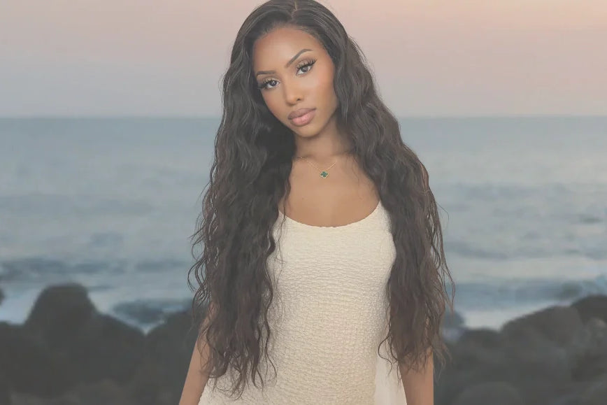 the women wear a HD lace front human hair wig with natural hairline