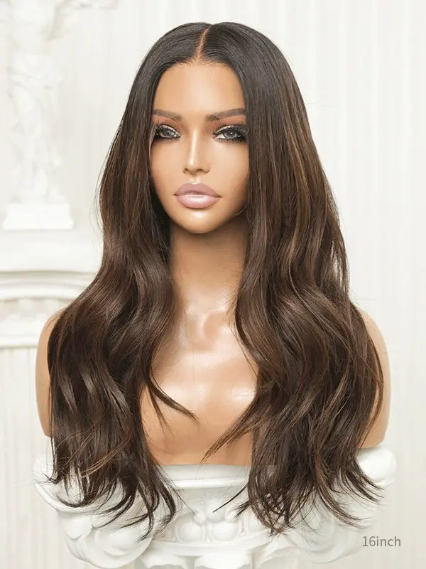 Georgia middle part lace wig in chocolate brown loose waves