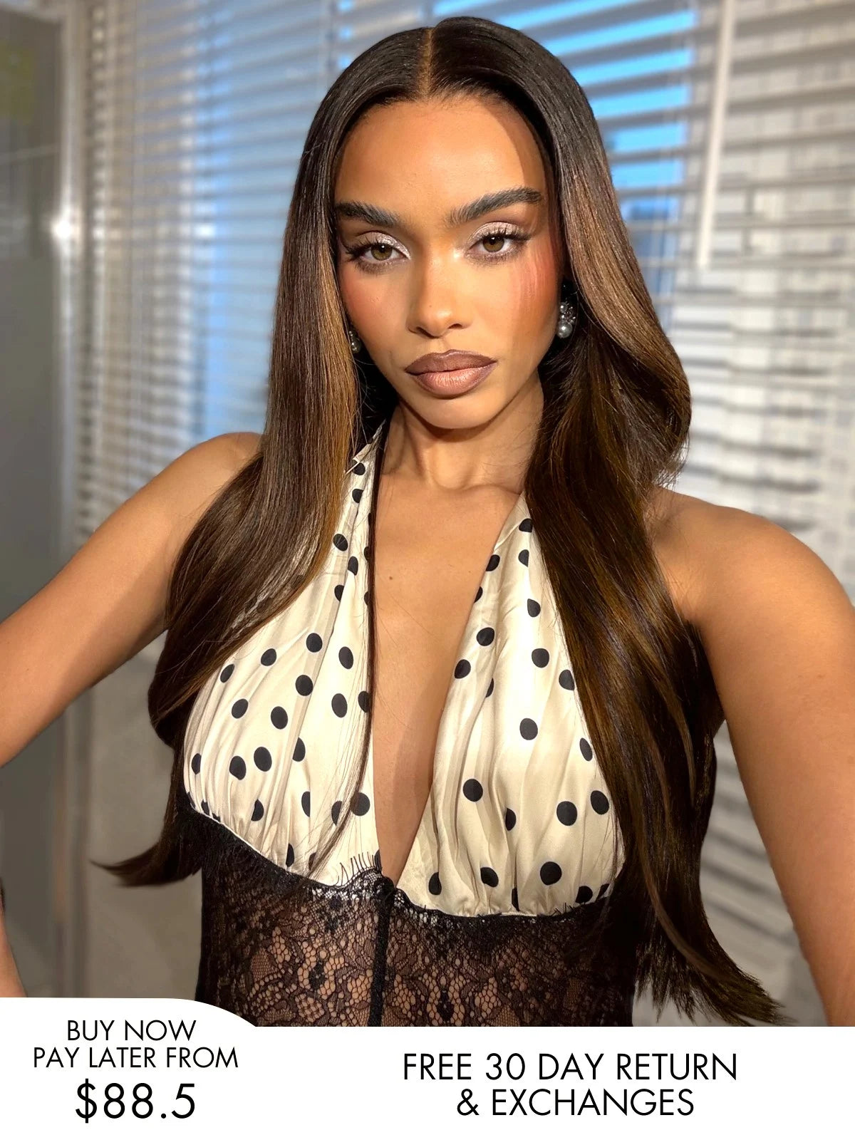 Georgia middle part lace wig in chocolate brown loose waves