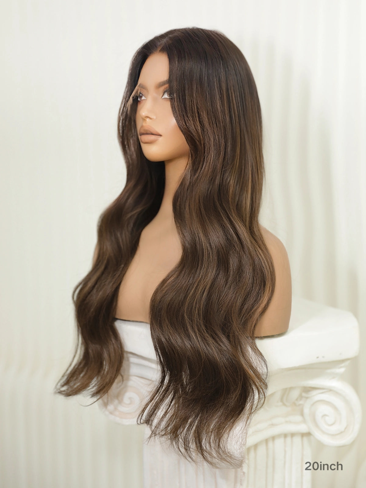 Georgia middle part lace wig in chocolate brown loose waves