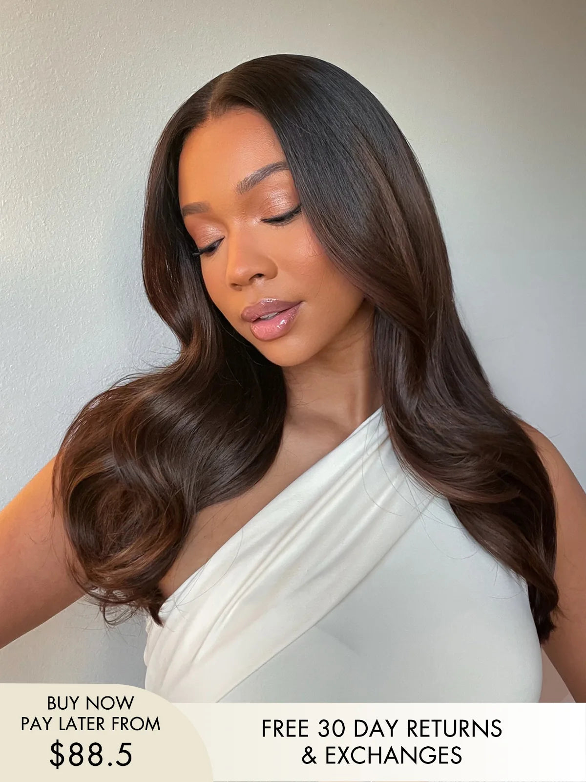 Georgia middle part lace wig in chocolate brown loose waves