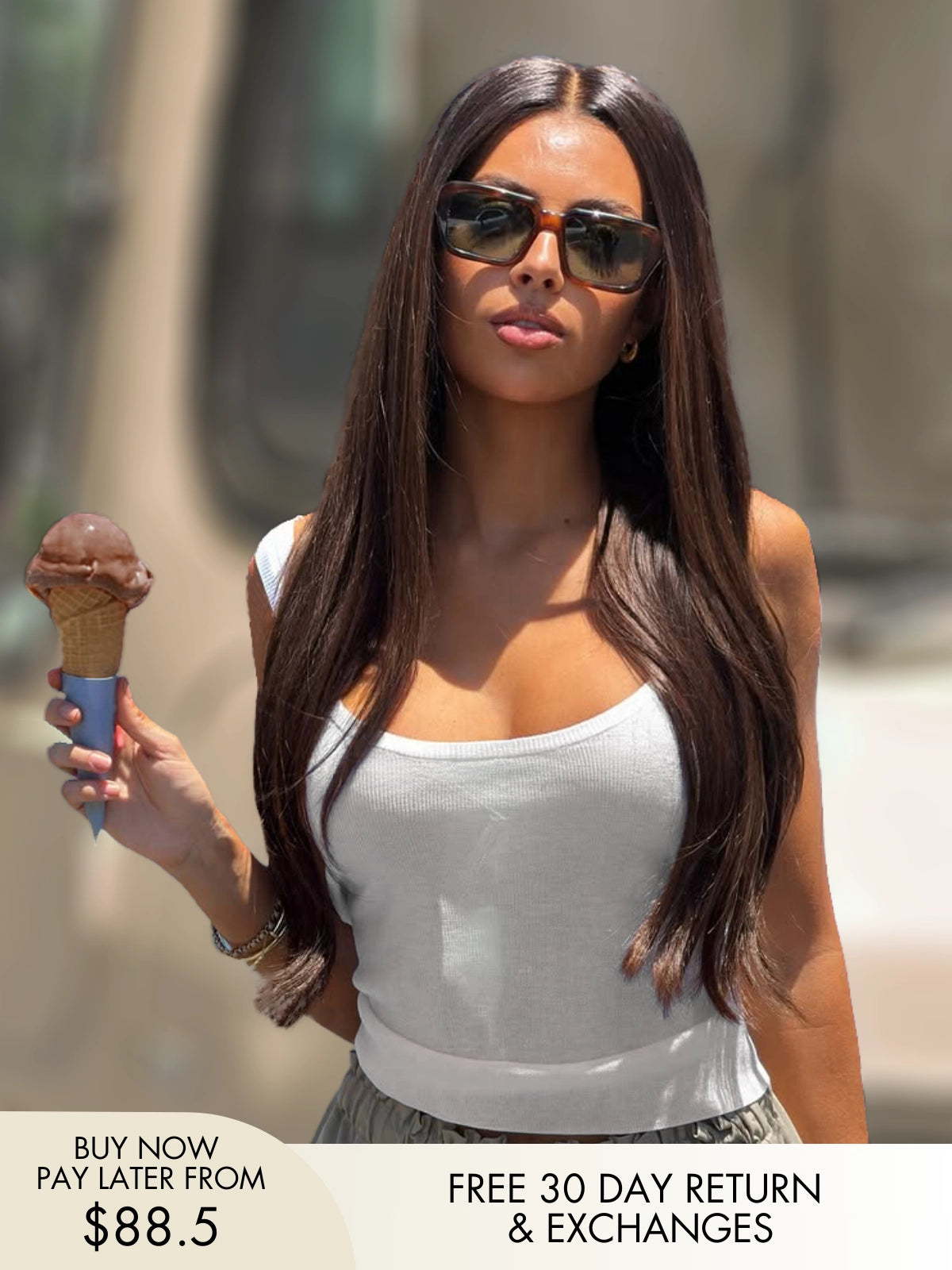 Georgia middle part lace wig in chocolate brown loose waves