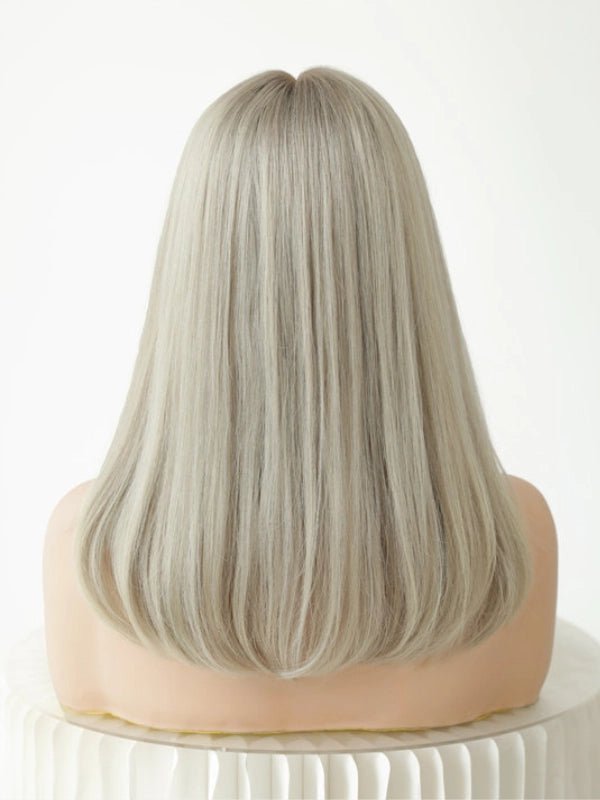 Wig blonde hair in champagne and beige tones with natural texture