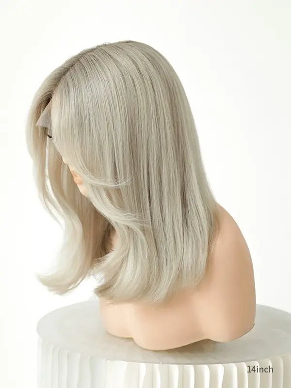 Blonde human hair wig 14-inch bob with volume and movement