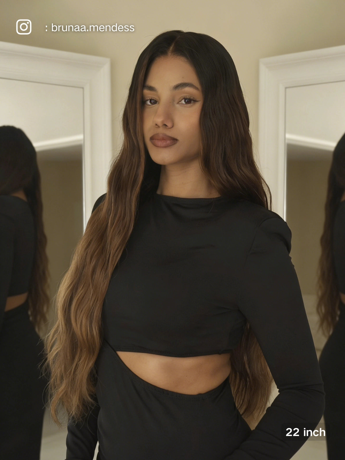 Chocolate brown lace front wig with sultry long waves hair