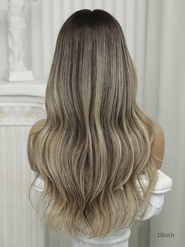 Blonde hair wigs with bangs natural rooted blonde color