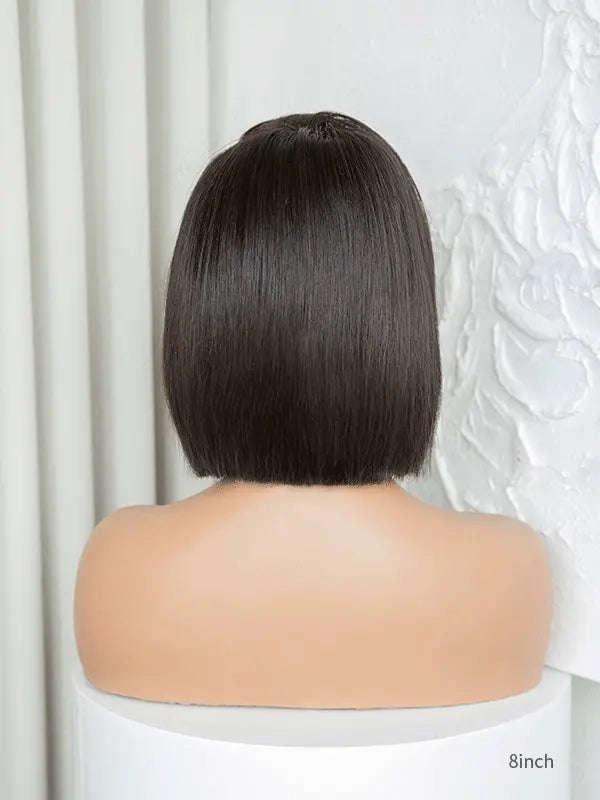Black bob cut wig with lace frontal for natural look