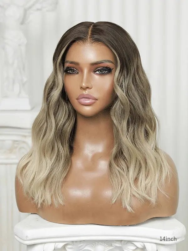 Blonde bob curly wig with dimensional tones