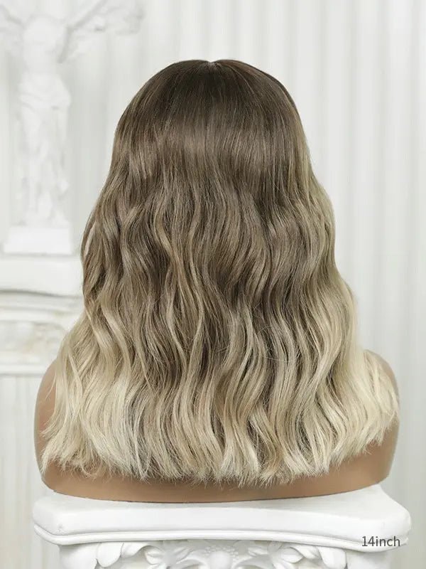 Stylish blonde money piece bob wig with soft curls