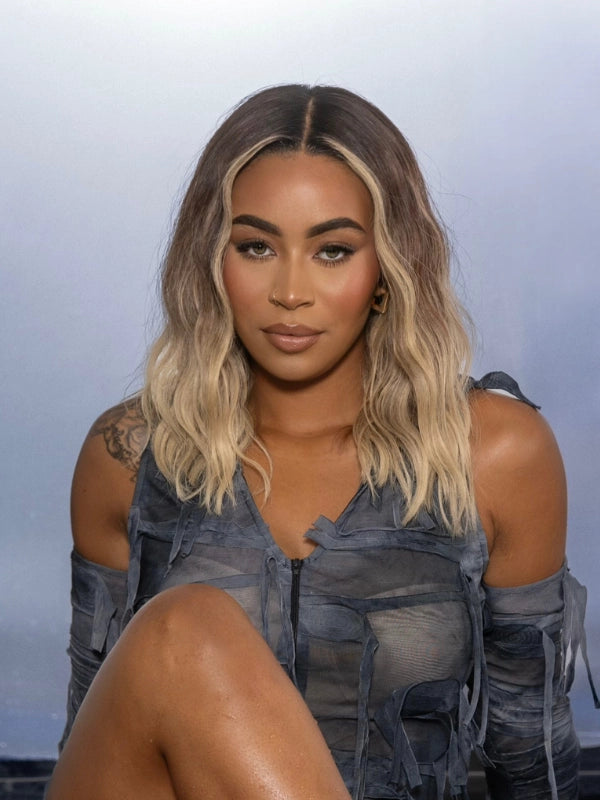 Blonde ombre bob wig with modern highlights and lowlights