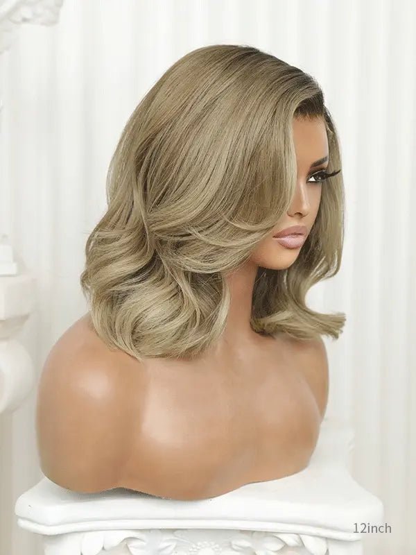 Blonde bob fringe wig with soft layered bangs