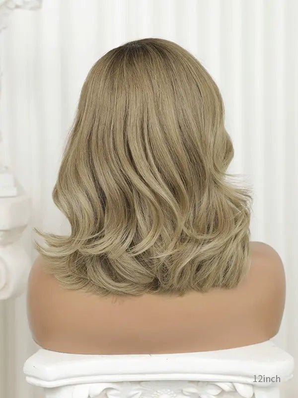 Blonde wig with bangs bob style in neutral blonde tone