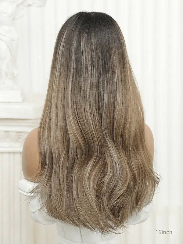 Human hair highlight blonde wig with cool beige streaks