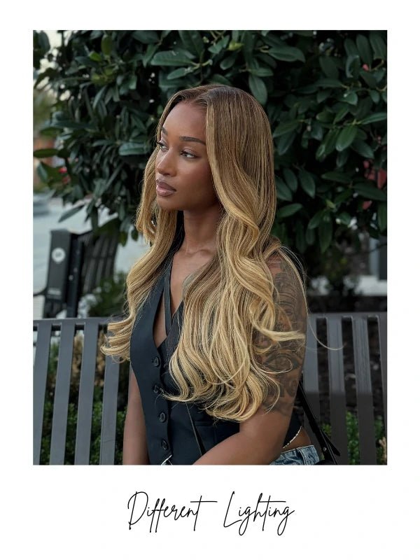 Blonde highlighted wigs with summer-ready waves
