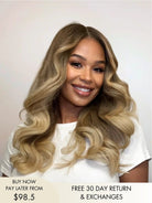 Alice blonde highlight wig with natural darker roots