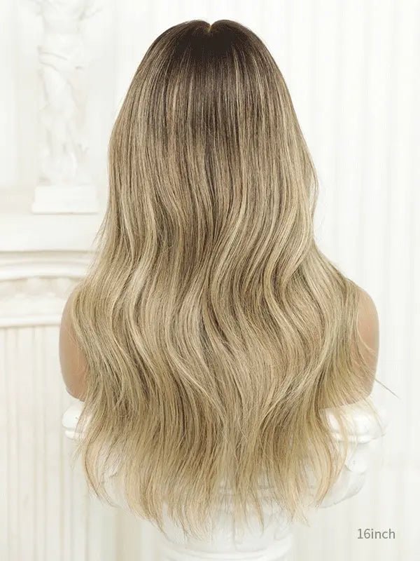 Blonde fringe wig with natural root blend