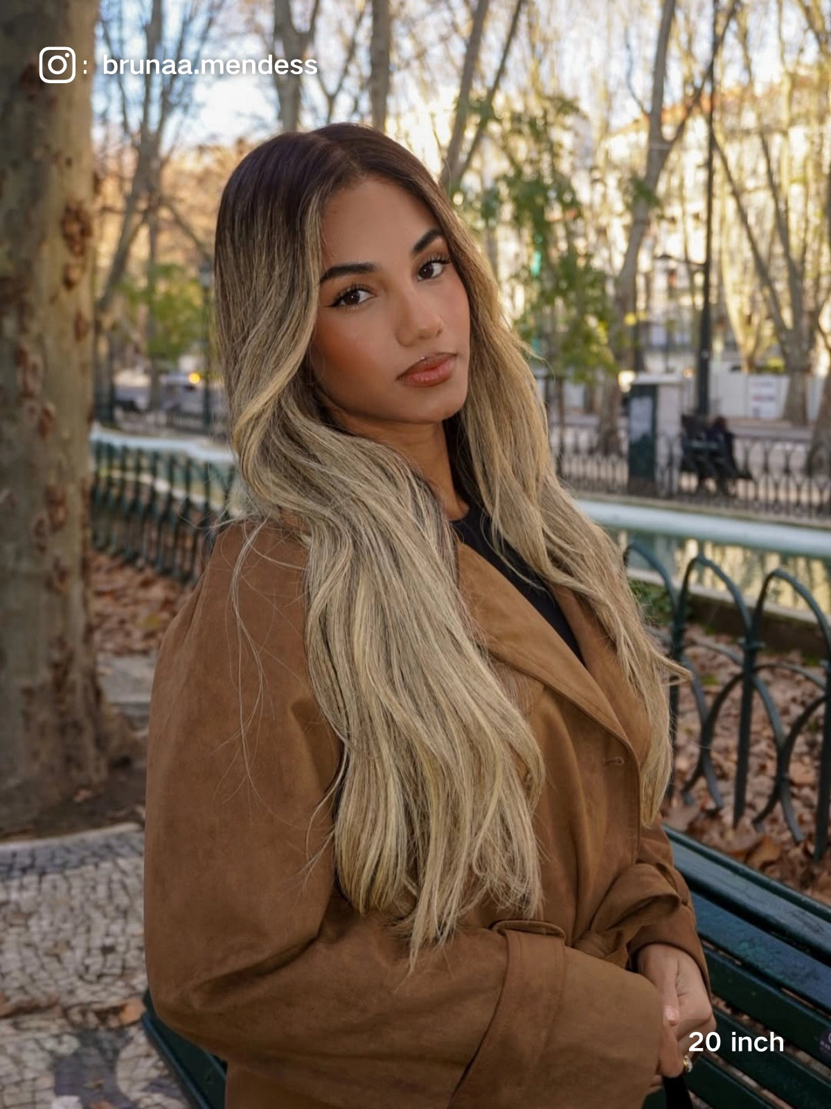 Blonde hair wig with dark roots inspired by 90s glam