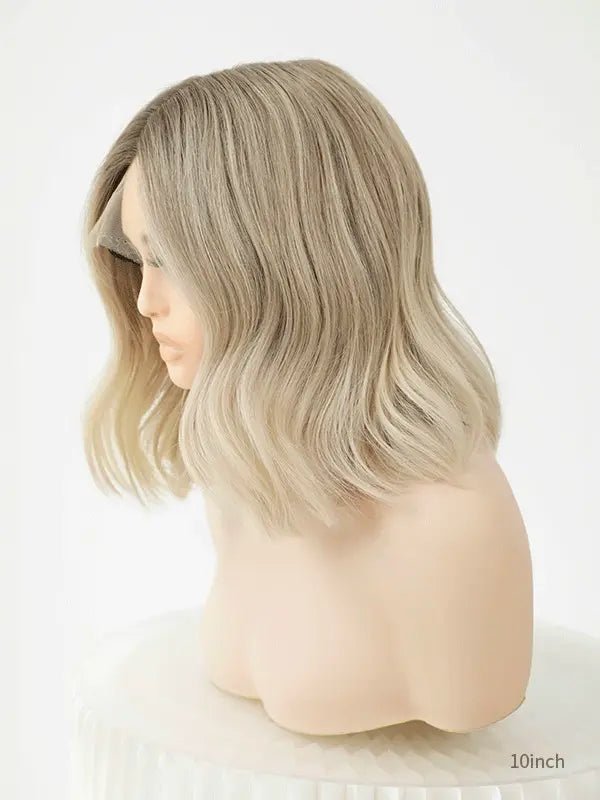 Short bob wig human hair with natural sun-kissed effect