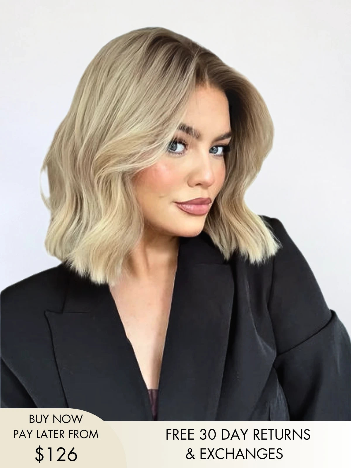 Short bob wig human hair with natural sun-kissed effect