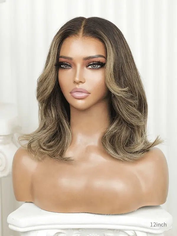 Glueless bob wigs collarbone length with layers