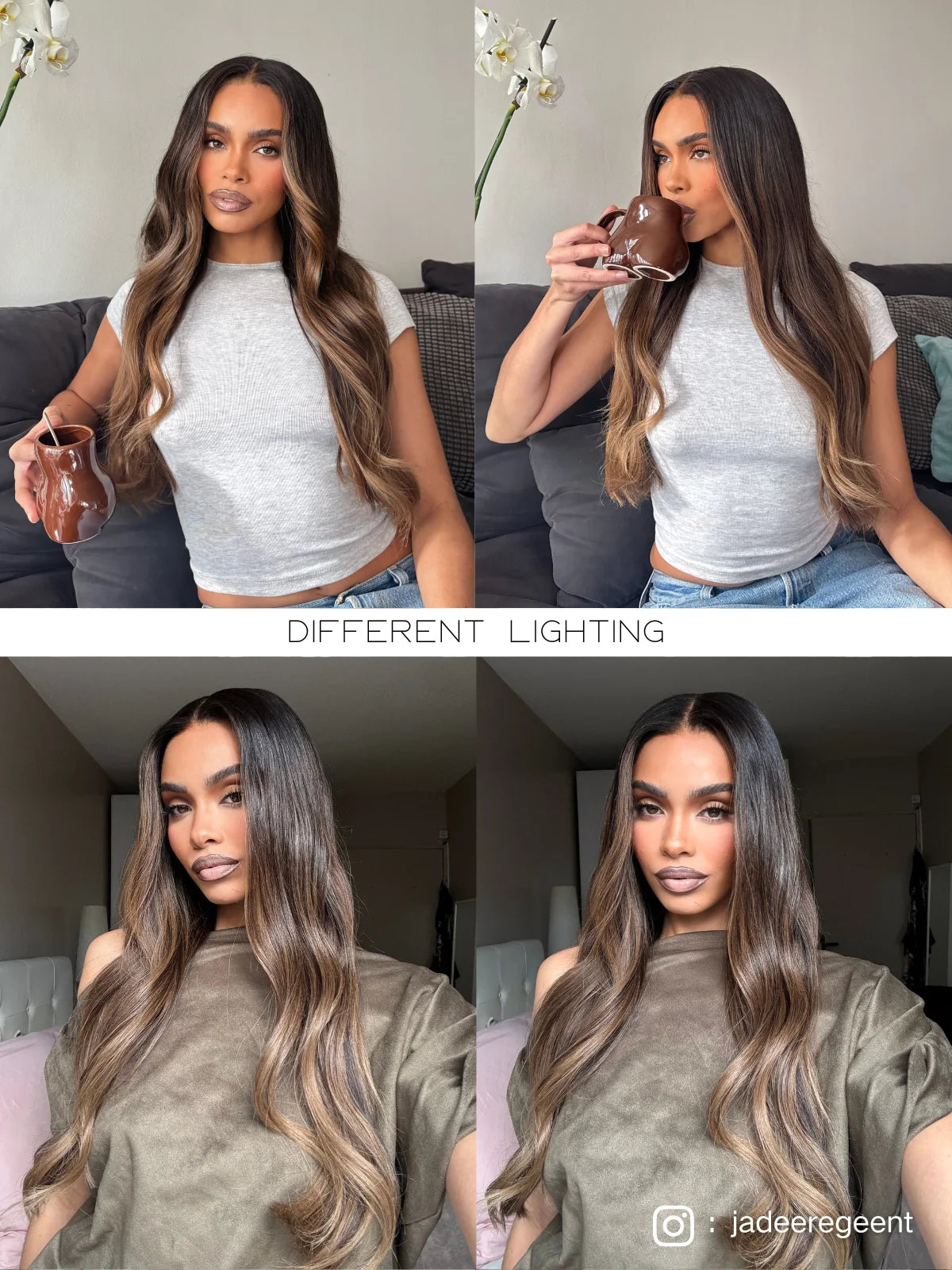 Brown wig long with soft flowing waves