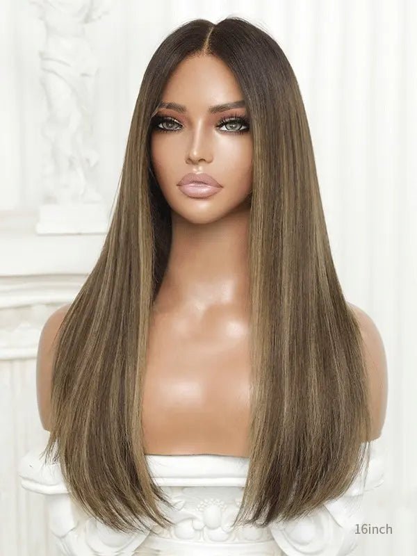 Light brown wig with subtle highlights for women