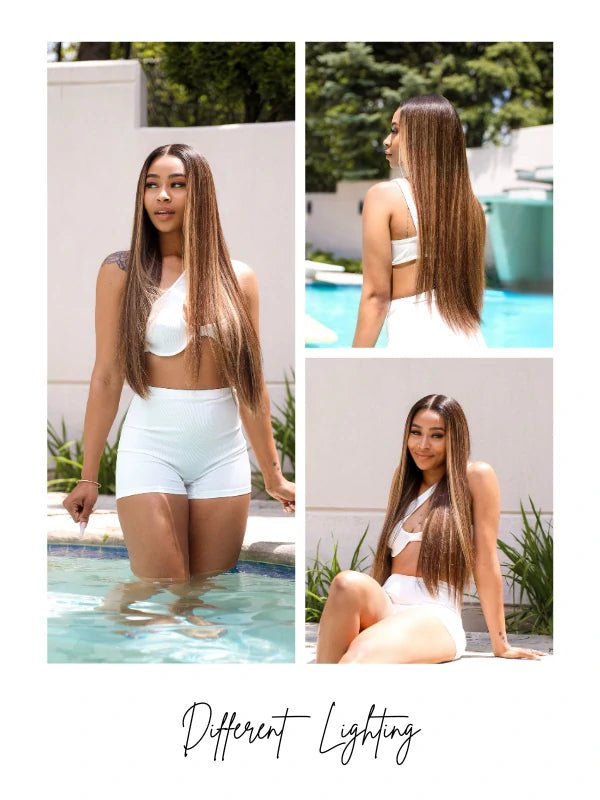 Long wig brown with natural movement and shine