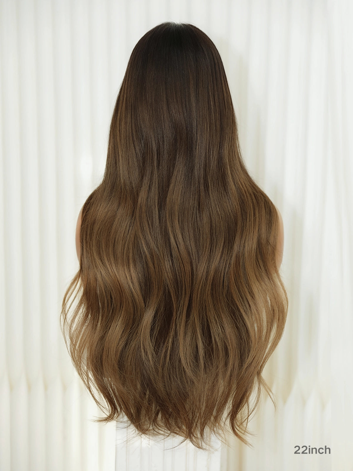 Brown wig long with soft flowing waves