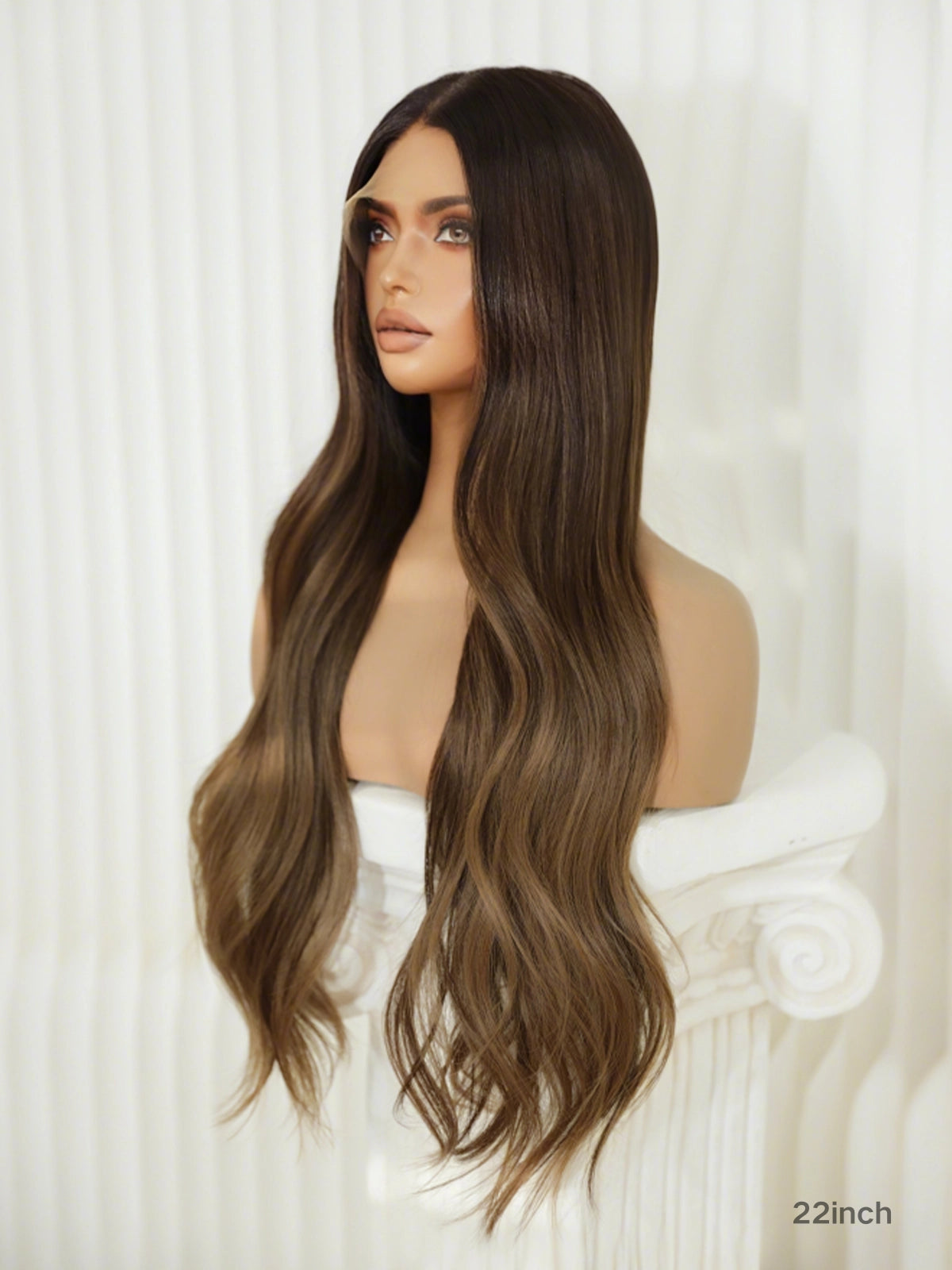 Brown wig long with soft flowing waves