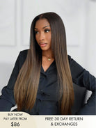 Cecilia chocolate brown ombre hair wig with highlights