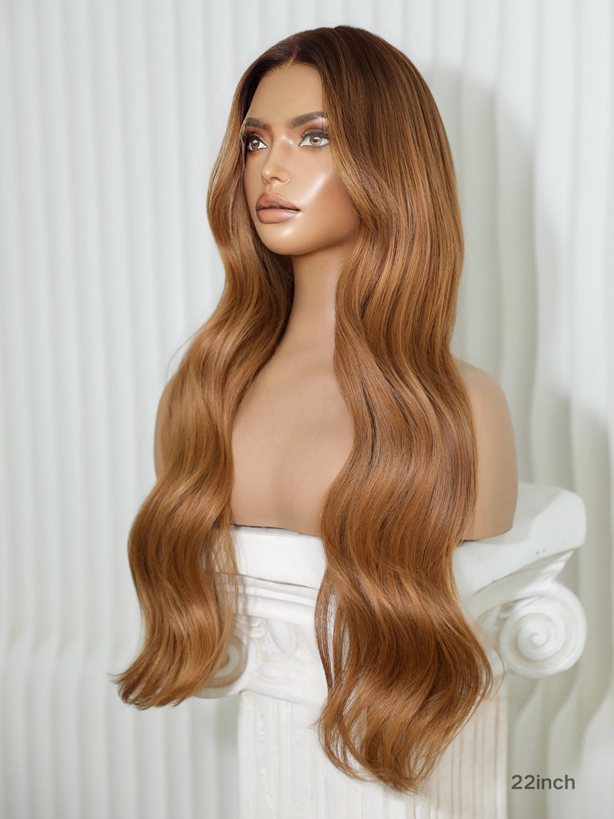 Long copper wig with natural shine and 180% density