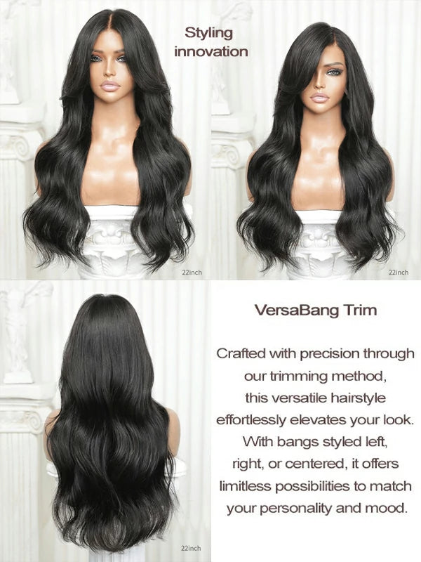 Bangs hair wig with long layered curtain bang style