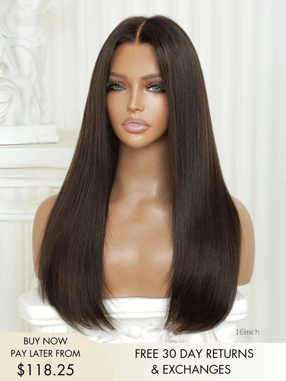 Viola dark brown wig with sleek straight human hair