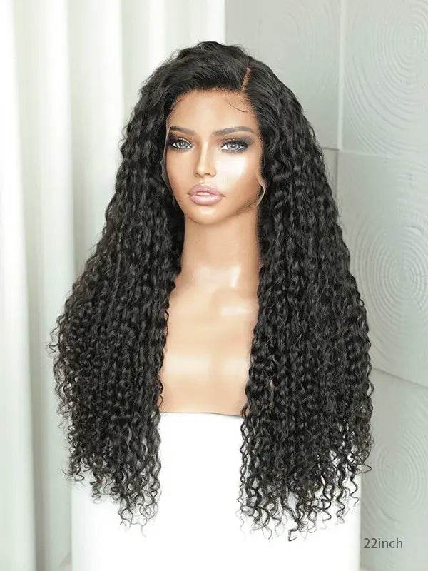 Deep wave lace front wig with natural curly texture