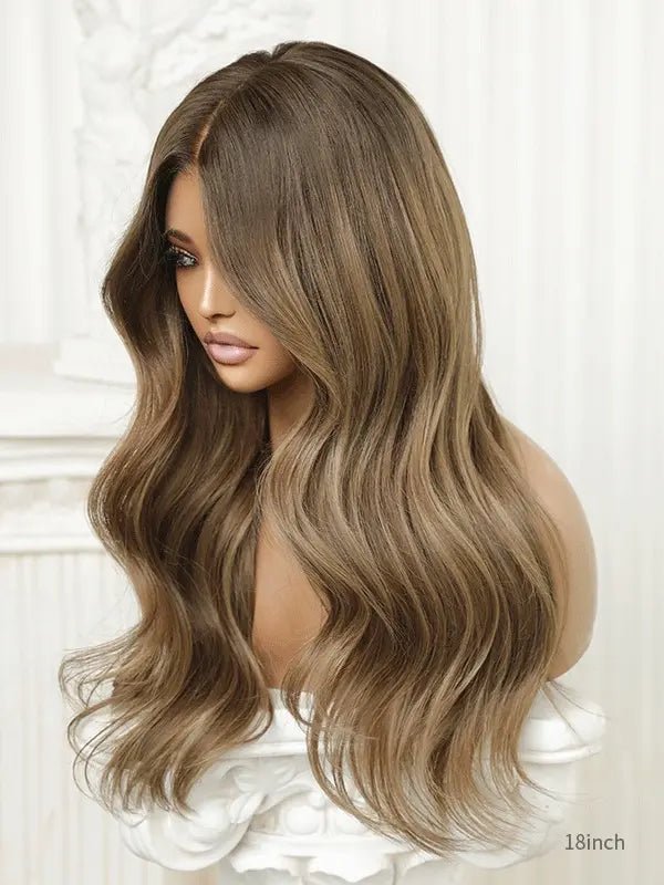 Brown hair wig with natural layers and voluminous flow