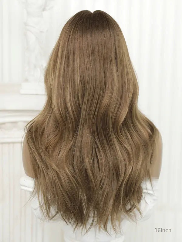 Elegant honey brown wig with soft, natural-looking texture