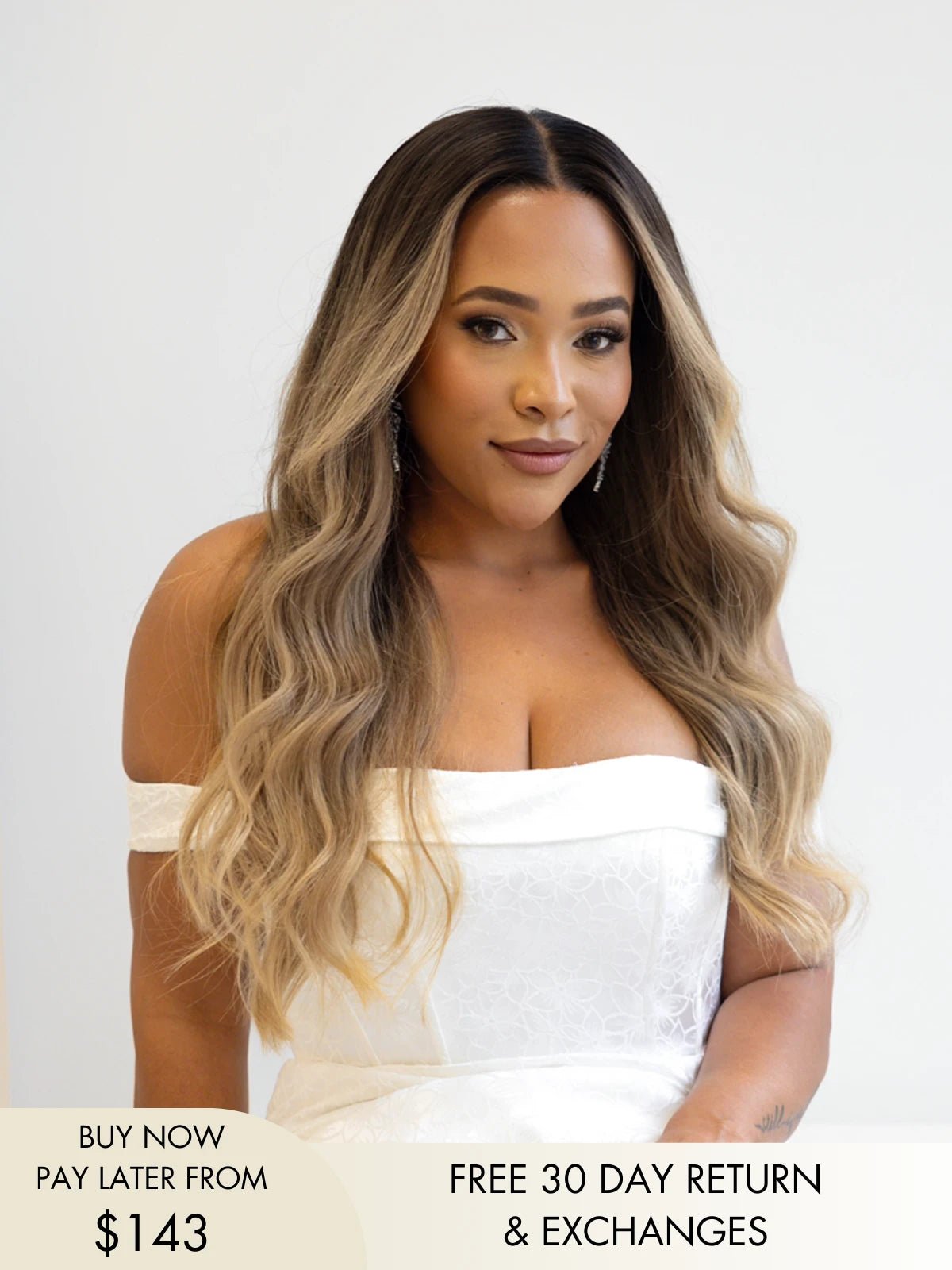 Larisa honey blonde wig with soft radiant tones