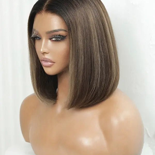 Short bob wig with blunt bob cut for chic look