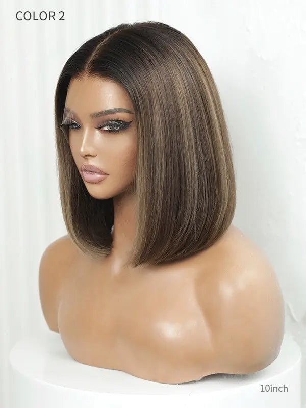 Short bob wig with blunt bob cut for chic look