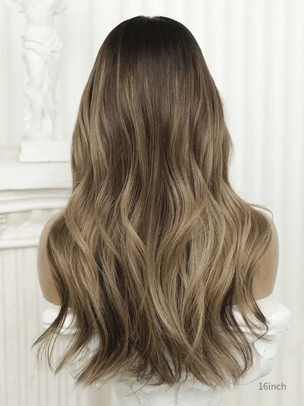 Luxury wig with blonde highlights and elegant waves