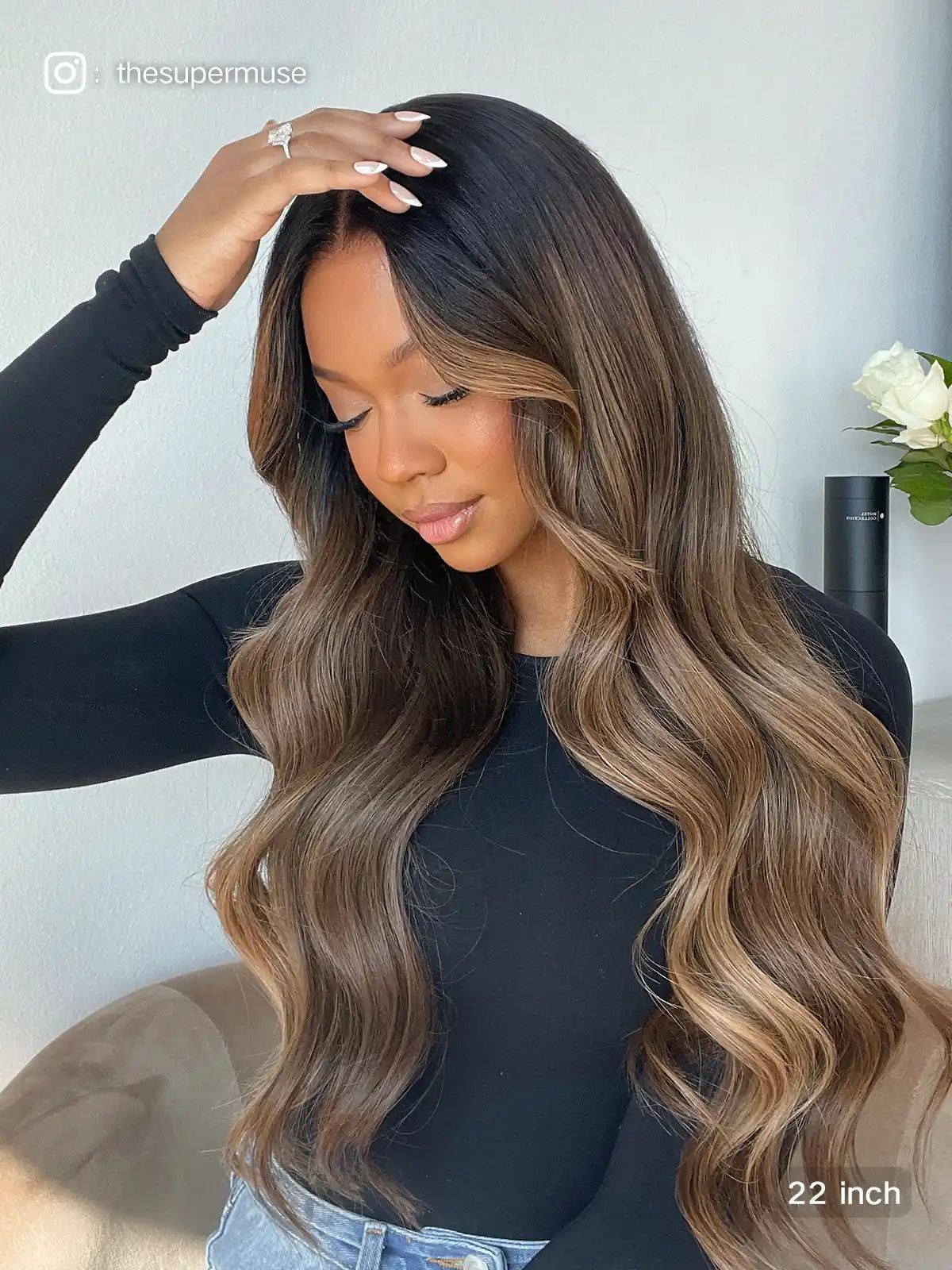 Catherine brown balayage ombre wig with bangs