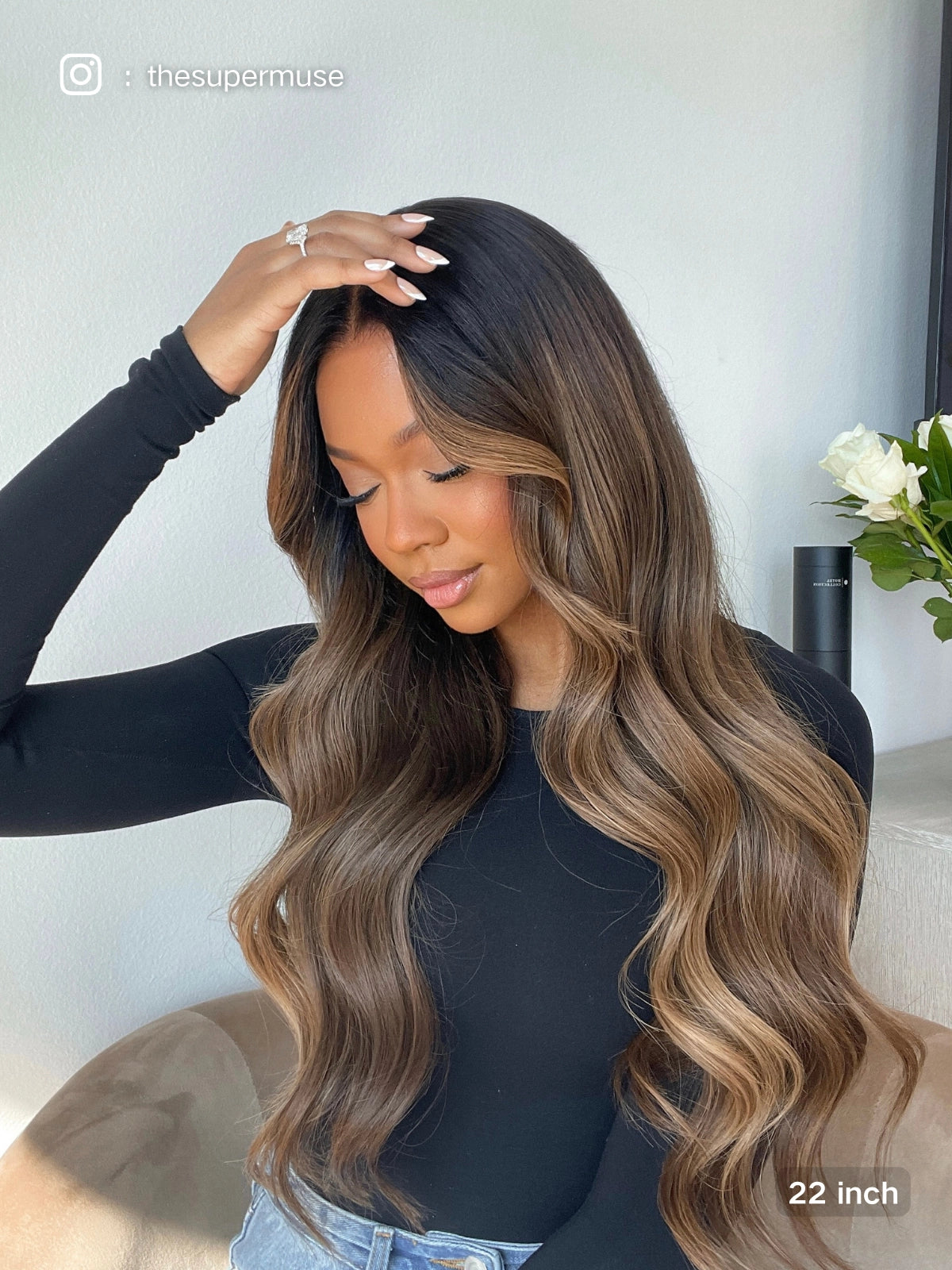 Catherine brown balayage ombre wig with bangs