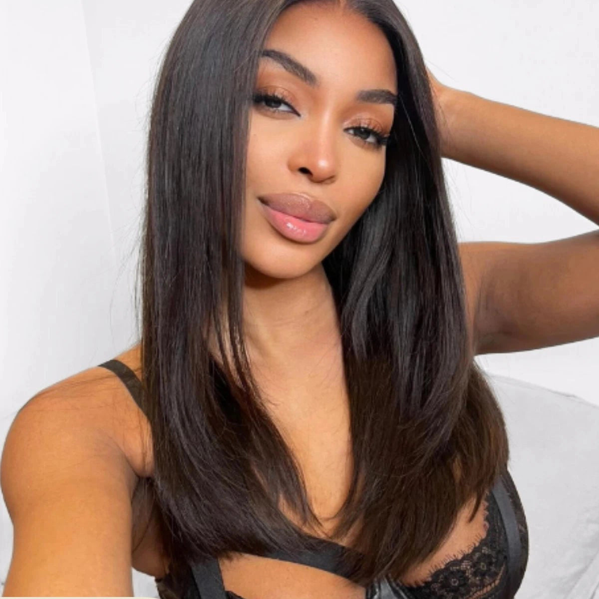 NEW skin top wig in BLACK! NEW WIGS Natural Black Wavy Lace Top Synthetic Wig Maxine – Her Wig  main image 2