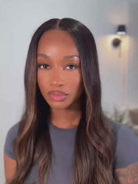 Chocolate brown wig with natural depth and shine