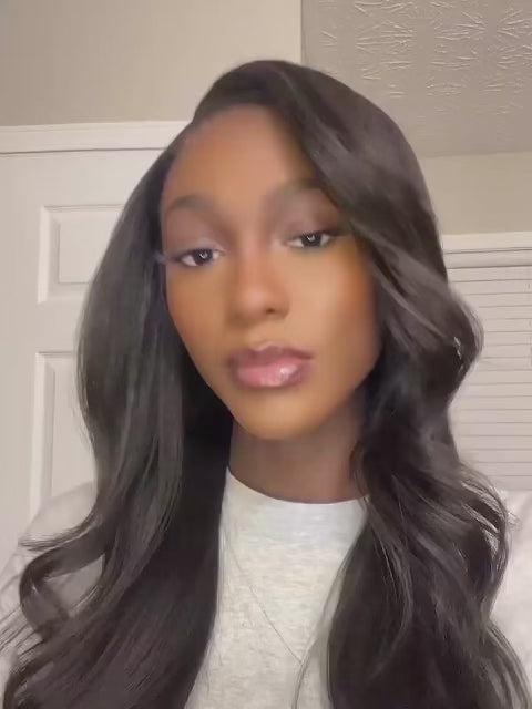 Side part lace front wig with soft volume and shine