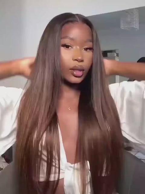 Brown HD lace wig with natural chestnut tones