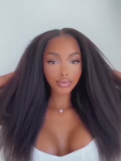 Afro kinky wig human hair with lace front design